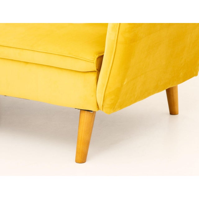 Late 20th Century Contemporary Yellow Velvet Upholstered Convertible Sofa For Sale - Image 5 of 8