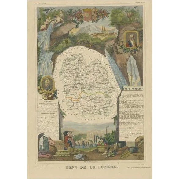 Antique Map of the Department of Lozere For Sale - Image 6 of 6