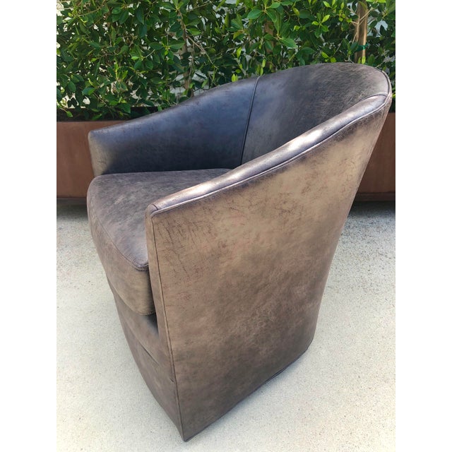 Arhaus Leather Swivel Chairs A Pair Chairish