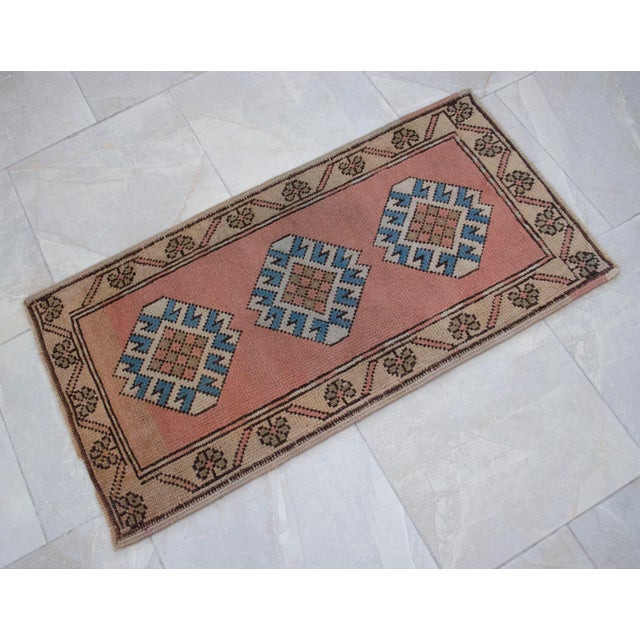 Hand Knotted Turkish Rug Low Pile Muted Small Rug Entry Decor Kitchen Mat - 1'9" X 3'4" For Sale - Image 9 of 11