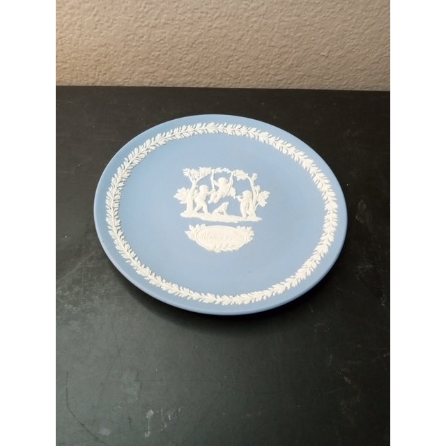 1980s 1982 Wedgwood Blue Jasperware Mother Plate From England For Sale - Image 5 of 6