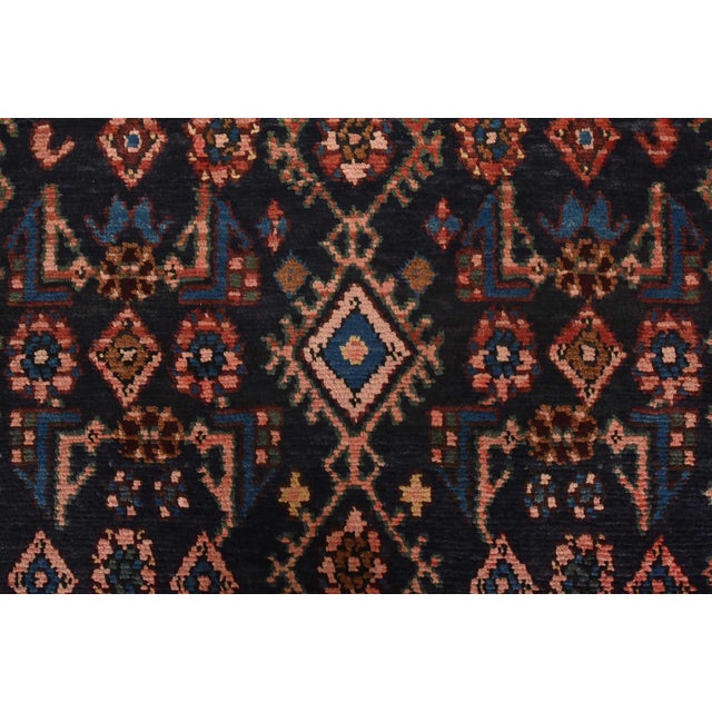 Blue Hamedan Runner 3’11” X 9’4” Blue Wool Semi-Antique Tribal Hand-Knotted Rug For Sale - Image 8 of 15