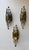 Mid-Century Modern set of 3 wall lamps lights sconces hammered glass and wrought iron, gilding gold copper patina, by the...