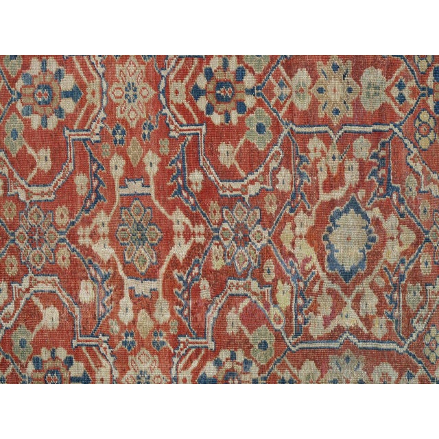 Persian Antique Persian Sultanabad Carpet, Handmade Oriental Rug, Light Blue, Red, Green For Sale - Image 3 of 4