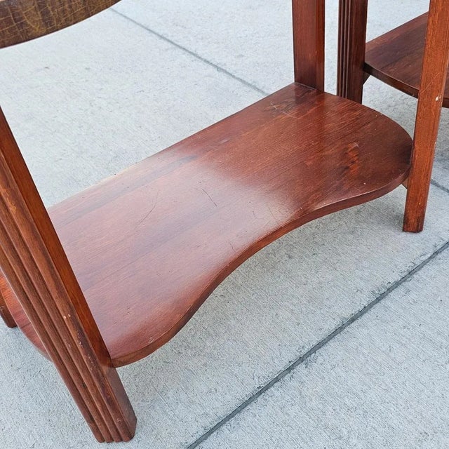 Royal Blue Pair of 1930s Art Deco Cobalt Blue Mirror Glass Tops Lamp Side Tables For Sale - Image 8 of 12