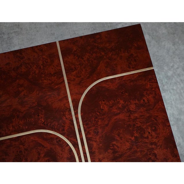 Brown Modern Burr Walnut & Brass Inlay Coffee Table For Sale - Image 8 of 14
