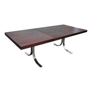 Rosewood & Chrome Dyrlund One Leaf Dining Table For Sale
