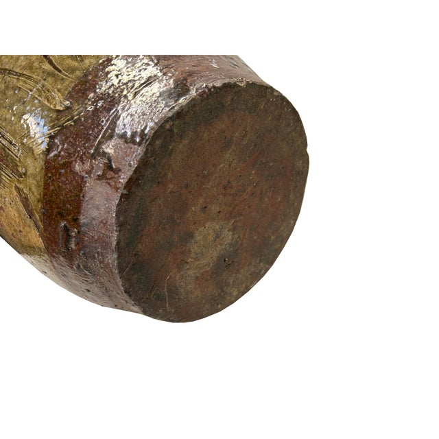 1950s Vintage Earthy Beige Brown Village Rural Pottery Ceramic Pot Vase For Sale - Image 5 of 7