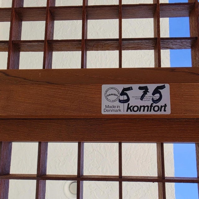 Vintage Komfort Danish Lattice Pattern Teak and Glass Console Table For Sale - Image 9 of 9