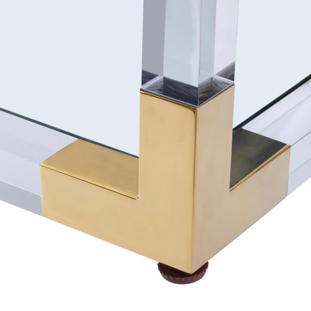 Pasargad Home Mira Modern Glass Etagere Bookcase With Gold Accents & Acrylic Frame For Sale In New York - Image 6 of 8