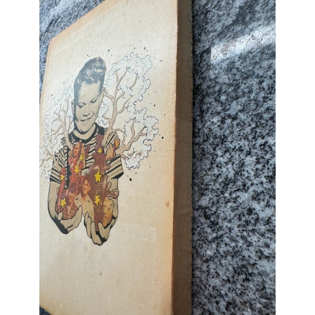 1970s Vintage Primitive Mixed Media Artwork on Board For Sale - Image 4 of 5