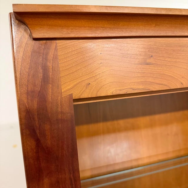 Wood Vintage Cherry Display Bookcase Cabinet For Sale - Image 7 of 8