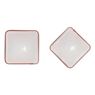 Ceiling Lights in Red Murano Glass from Leucos, Italy, 1970s, Set of 2 For Sale