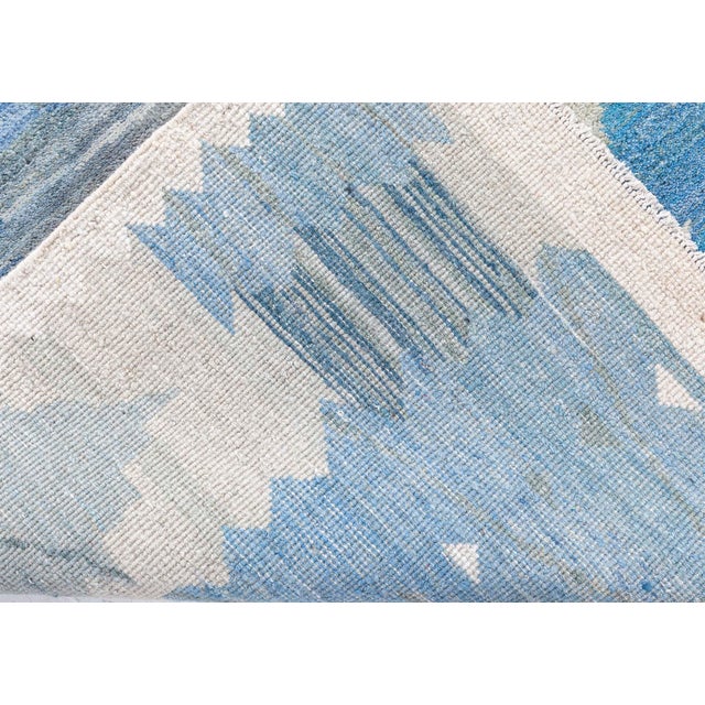 Modern Swedish Pile Rug in Blue Tones by Doris Leslie Blau Size: 10'5" × 10'1" (317 × 307 cm) Color: Beige, Blue, Gray...