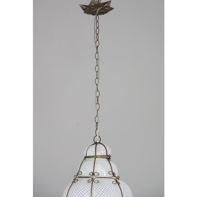 Amazing Large Venetian Lantern in Murano Reticello Glass, 1940s For Sale - Image 6 of 13