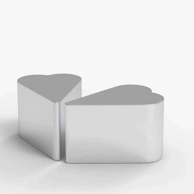 Heart - Collectible Mirrored Stainless Steel Side Table For Sale - Image 10 of 10