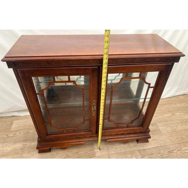 Vintage China Cabinet Curio Display Glass Door, Shelf, Curved Sides, Mirror Back For Sale - Image 10 of 14