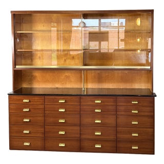 Mid-Century Modern German Apothecary Cabinet in Mahogany, Formica & Brass, 1950s For Sale