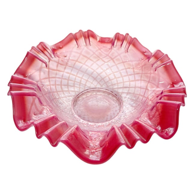 Victorian Antique 19th Century Victorian Cranberry Glass & Wilcox Silver Plate Co. Bride's Basket For Sale - Image 3 of 8