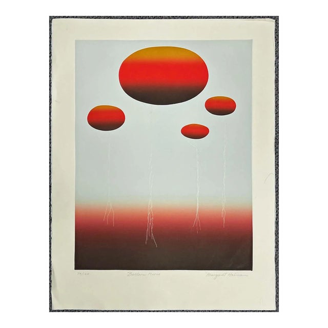1980s Margaret Hehman "Balloon Moons" Fine Art Hand Signed Etching For Sale
