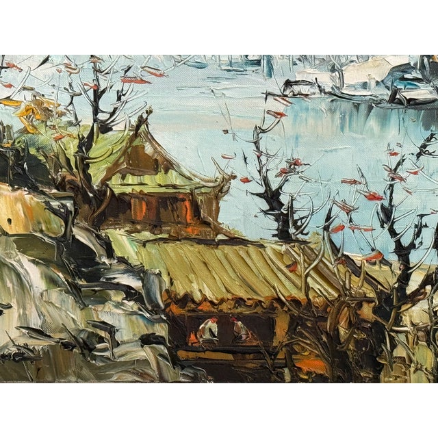 Mid Century Chinese Export Acrylic Expressionism - Signed For Sale - Image 4 of 9