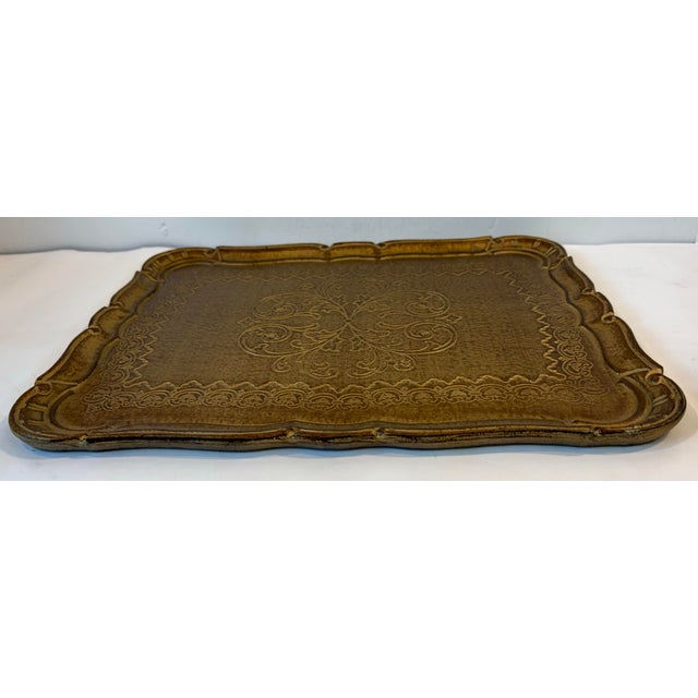 Vintage Gilt Wood Italian Serving Tray For Sale - Image 4 of 5