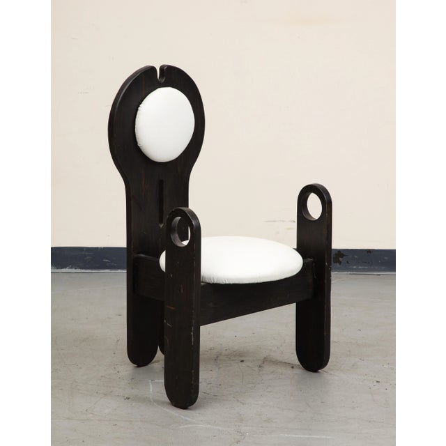 Hungarian studio side chair by Szedleczky Design, 1960s. Black painted wood frame in organic pistil-like shape with unique...