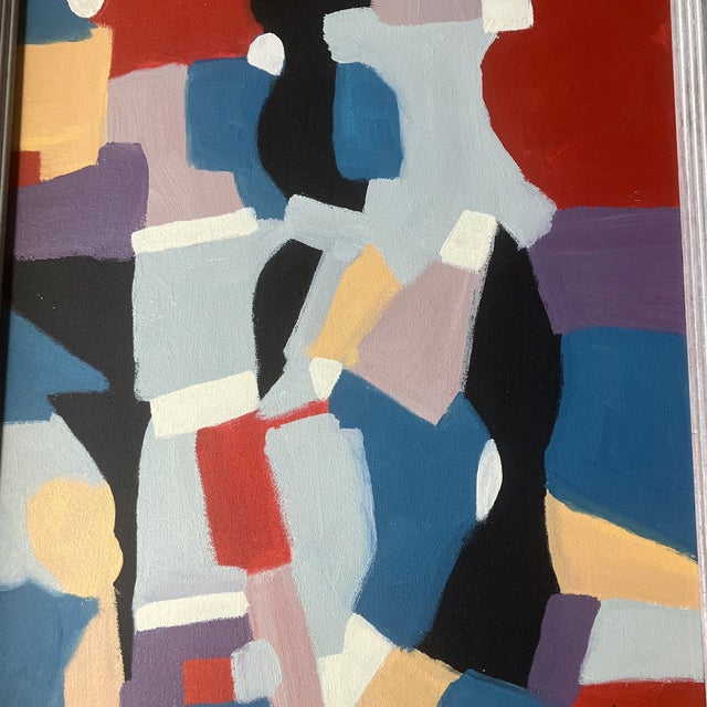 Original 18 x 24 painting on stretched canvas signed bottom right Overall size with gray washed mid century wood frame is...
