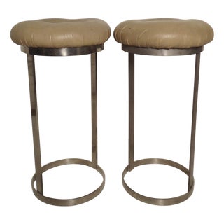 Pair of Midcentury Chrome Stools For Sale