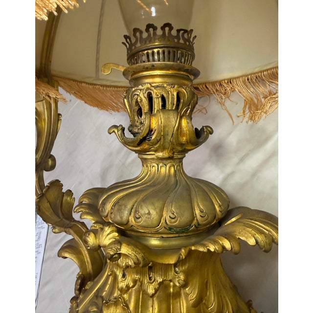19th Century Large Antique 1800's Ornate Louis XVI Dore Bronze Electric Oil Lamp Chandelier For Sale - Image 5 of 16