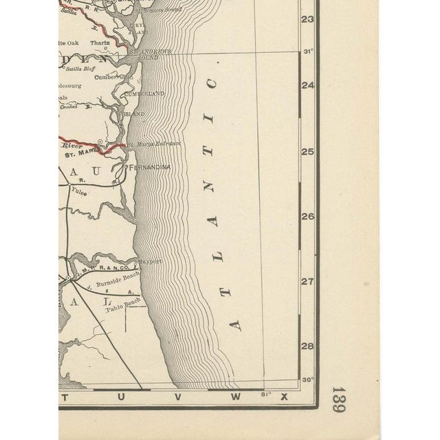 Antique Map of Georgia The Peach State by Rand McNally, 1899 For Sale - Image 9 of 12