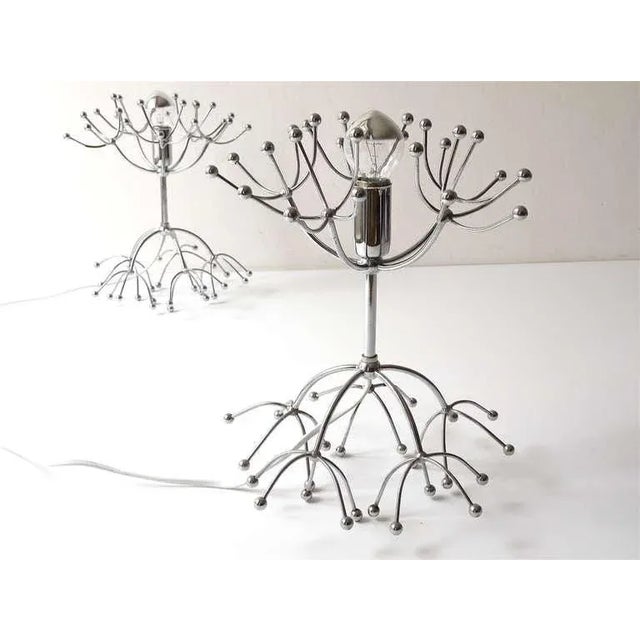 Mid-Century Italian Sputnik Table Lamps in Chrome, 1960s, Set of 2 For Sale - Image 4 of 11