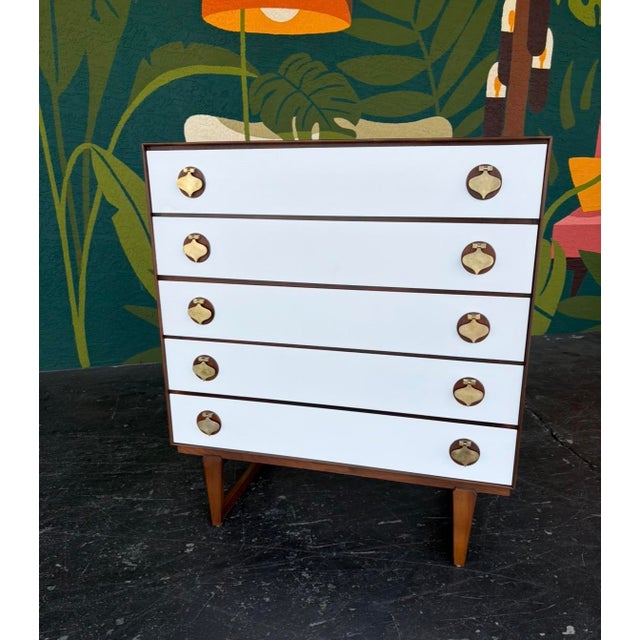 Mid Century Stanley Tallboy W/ Brass Spade Pulls For Sale In Tampa - Image 6 of 14