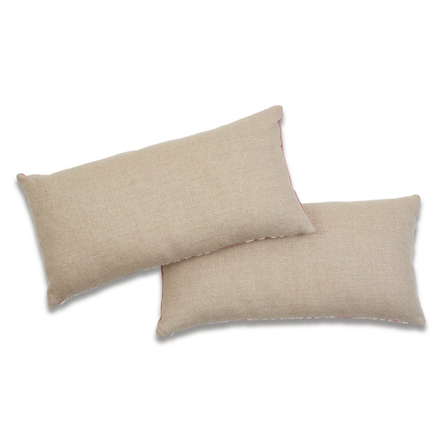 Early 21st Century Schumacher Wentworth Embroidery Lumbar Pillow in Rose For Sale - Image 5 of 10