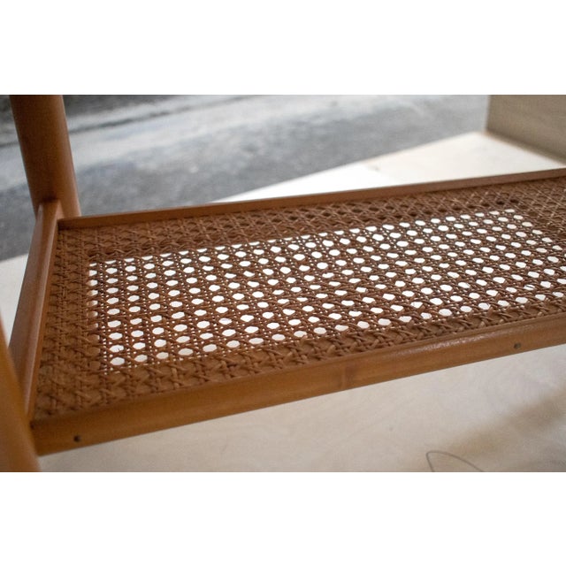 Brown Mid-Century Modern Coffee Table With Cane Shelf For Sale - Image 8 of 11
