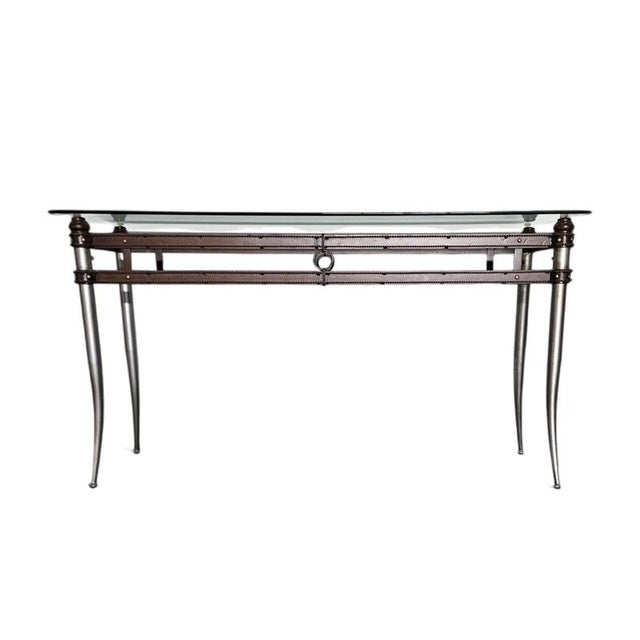 Console table with glass top, 1980s Height 75 Width 140 Depth 50 cm