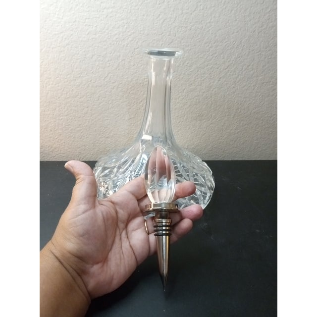 1980s 1980s Lenox Cut Crystal Pinwheel Pattern Squat Decanter Bottle For Sale - Image 5 of 7