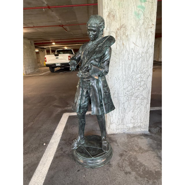 Traditional Metropoliton Galleries Attributed Life Size Bronze Garden Statuary of Mozart For Sale - Image 3 of 16