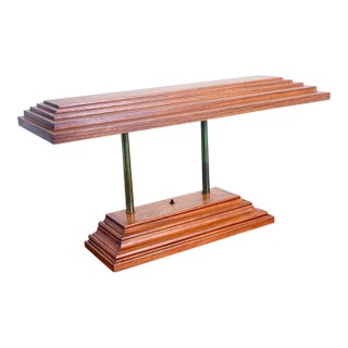 1960s Mid Century Modern Bankers Lamp Desk Light Solid Walnut Rectangular Brass MCM For Sale