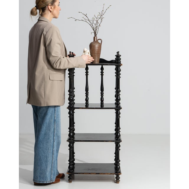 19th Century Napoleon III Black Patinated Etagere France 19th Century For Sale - Image 5 of 8
