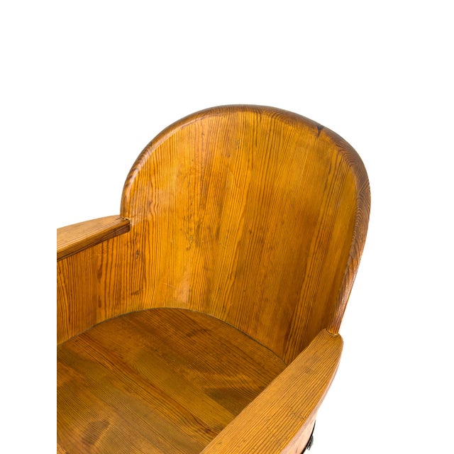 Pine Armchair with Black Iron from Åby Bruk, Sweden, 1940s For Sale - Image 6 of 9