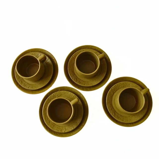 Yellow Coffee Cup, Saucer & Small Plate from Upsala Ekeby, Sweden, Set of 3 For Sale - Image 6 of 8