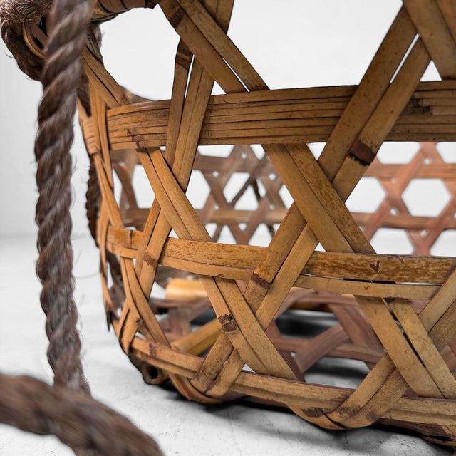 Japanese Bamboo Hanging Basket, 1950s For Sale - Image 11 of 15