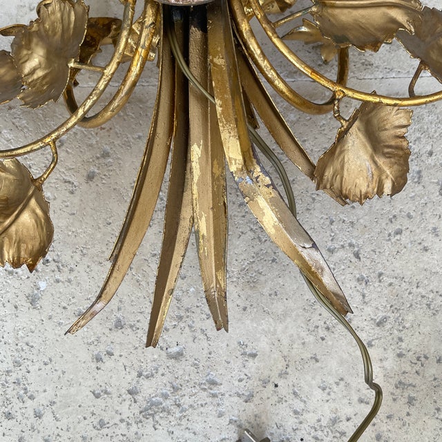 Gold 1950s Pair of Gilt Metal Grapevine Motif Wall Sconces For Sale - Image 8 of 10