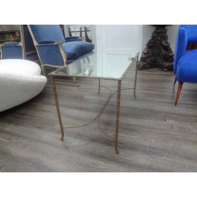 Metal 1940s French Maison Baguès Bronze and Mirror Coffee Table For Sale - Image 7 of 12