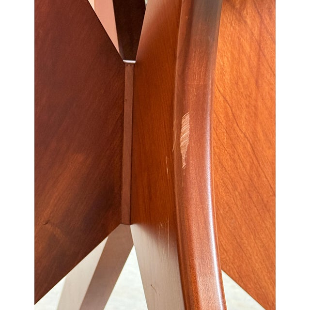 Copeland Audrey Extendable Round Cherry Wood Dining Table W/ Extension Leaf For Sale - Image 9 of 11