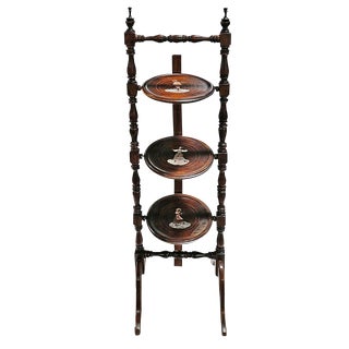 Antique Etagere Three Tiered Inlaid For Sale