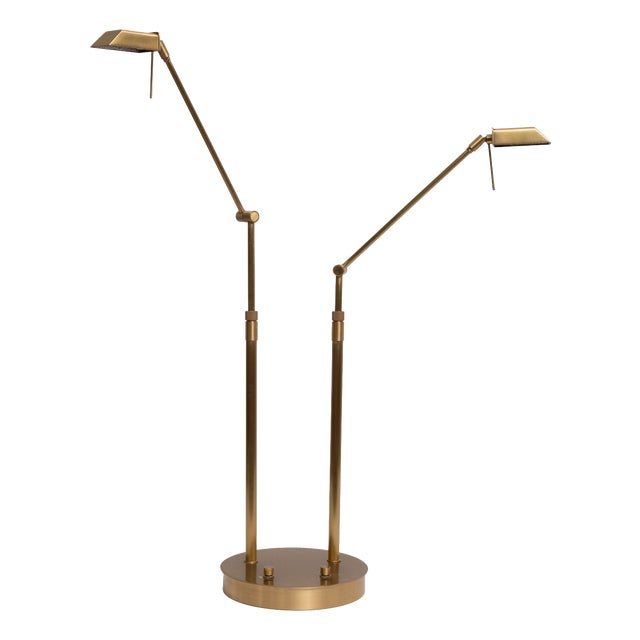 Brass Double L Table Lamp by Ben Demmers,1980s For Sale