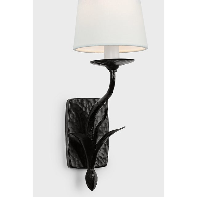 Amalfi 15" Sconce in Waxed Black with Linen Shade Designer: Chapman & Myers Finish: Waxed Black Height: 15.25" Width: 5"...