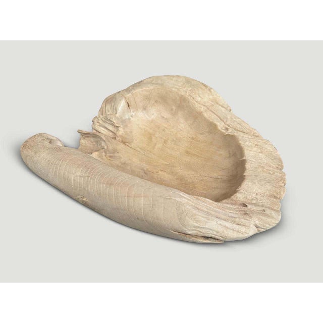 2010s Andrianna Shamaris Over Sized Bleached Sculptural Teak Wood Vessel For Sale - Image 5 of 5